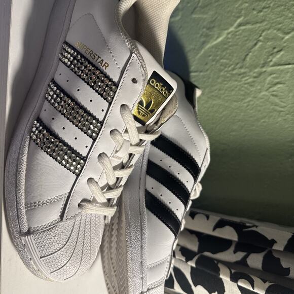 Adidas Superstar Womens Size 7.5 Customized Blinged Out Sneakers C77153 2016 - Picture 1 of 16